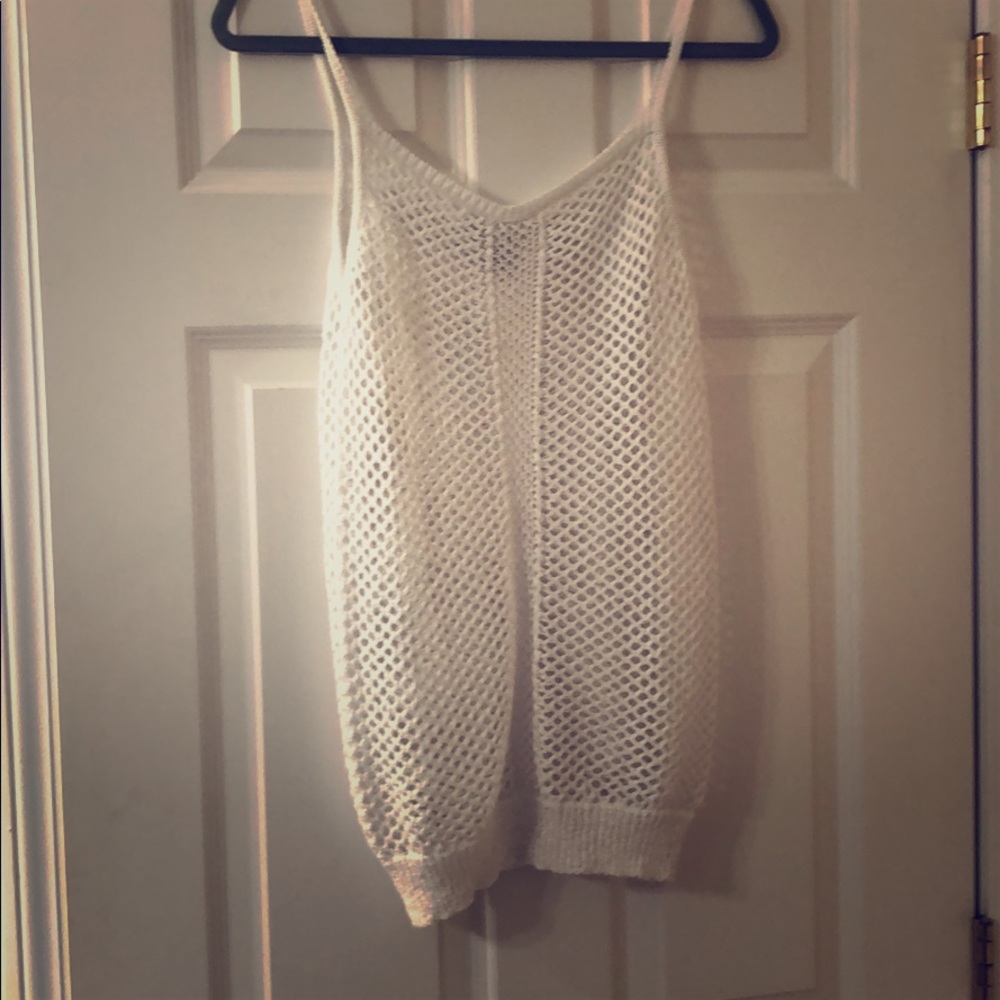 Open knit sleeveless tank top